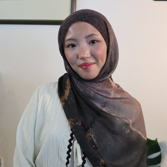 Gemalai Collection in perak,  marble moon stary night modal cotton hijab