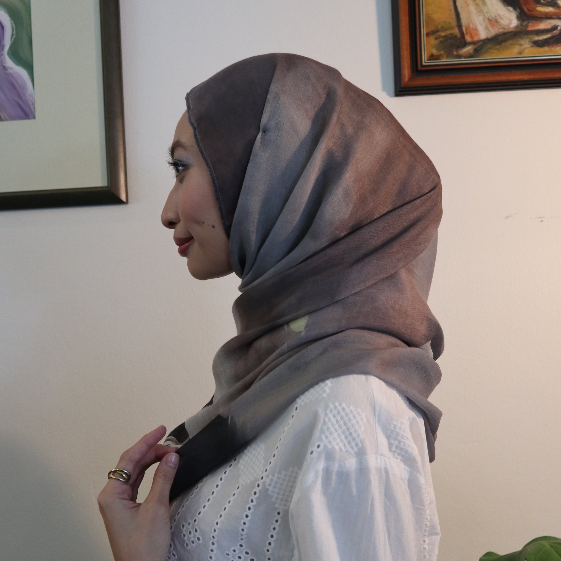 Women wearing Senyap from our Gemalai Shawl Collection 